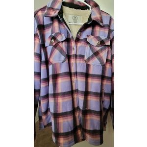 Sage Collective Lavander Plaid Sherpa Jacket